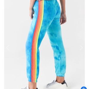 **RARE** Aviator Nation Hand-Dyed 5 Stripe Sweatpants